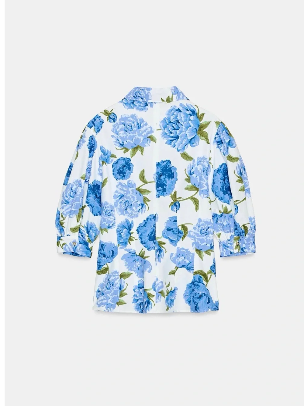 Zara White Blouse with Blue Floral Print